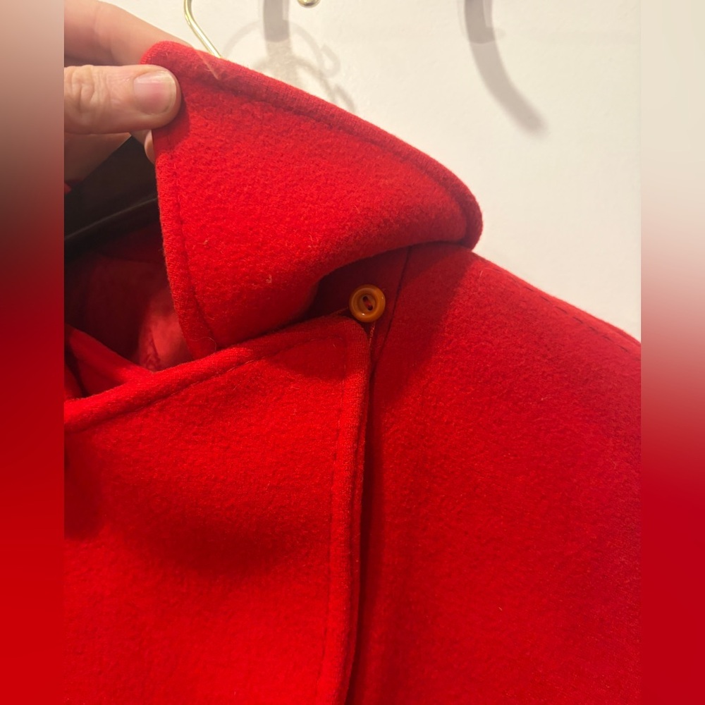 Vintage 60s Red Women's Double-Breasted wool Peacoat Jacket - Picture 6 of 17